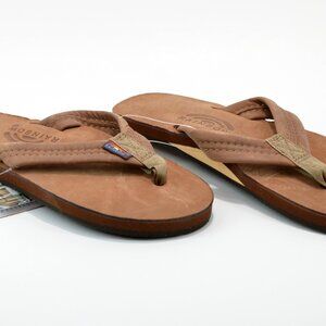 Rainbow Women's Luxury Leather Wide Single Nogales Wood Brown Sandal